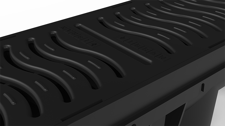 Deux caniveaux de drainage emboîtables connectés