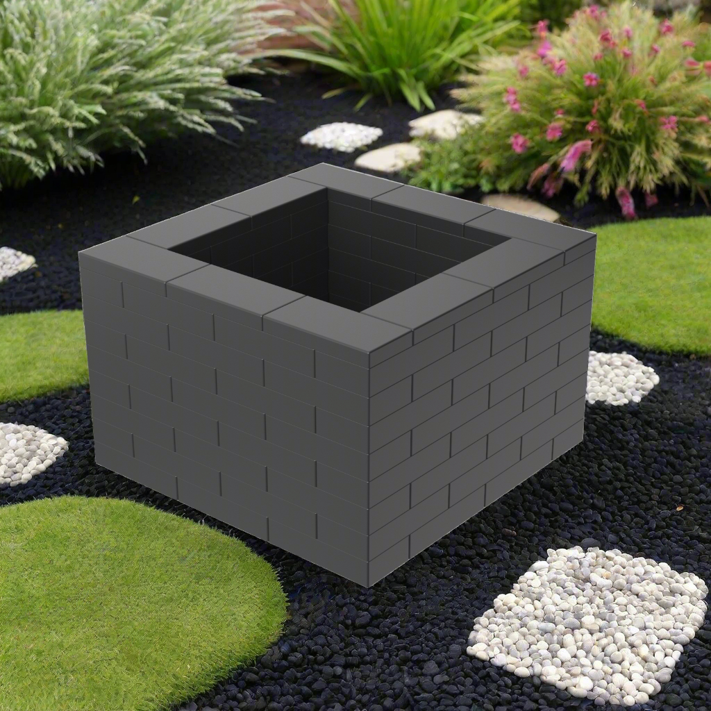 Kit de jardinière en briques plastique noir 3 x 3 x 8