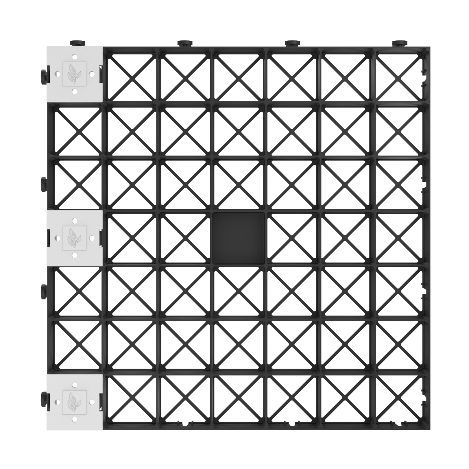 Vue de dessus des marqueurs d'emplacement de stationnement insérés dans les dalles IBRAN-X