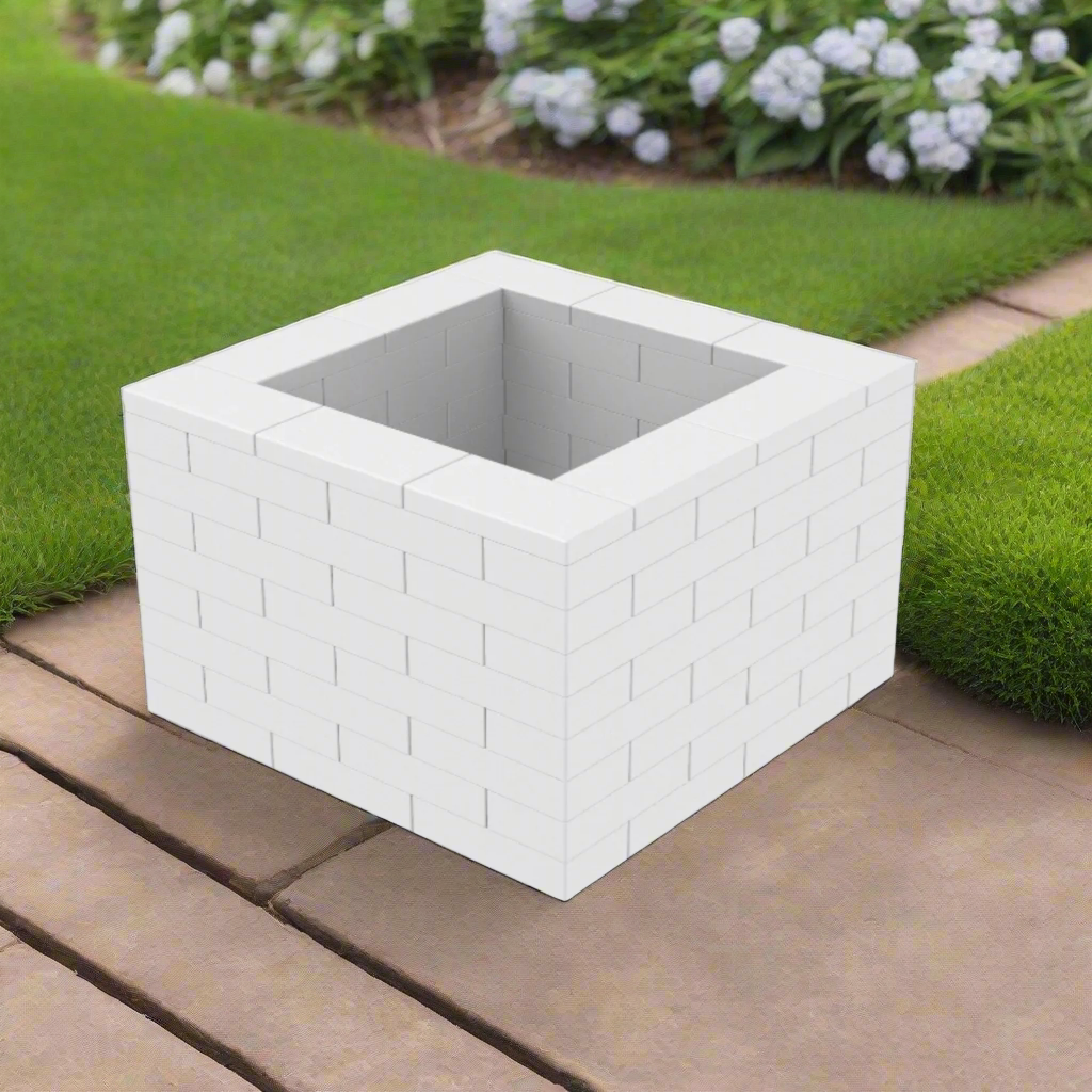 Kit de jardinière en briques plastique blanc 3 x 3 x 8